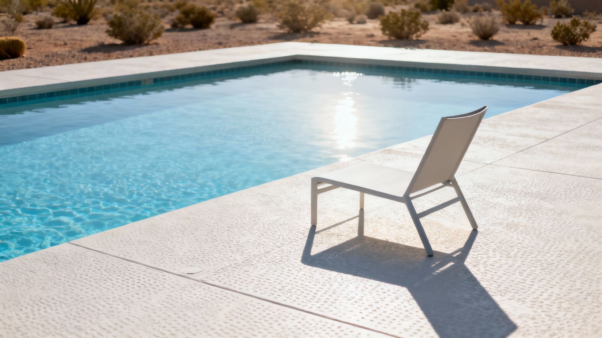 Beautiful pristine pool deck completely intact after Pipepoxy non-destructive pipe repair